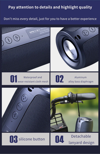ZEALOT S32 5W Wireless Speakers, Portable Subwoofer Speaker, 1800mAh Battery, 10 Hours Playtime Loud Stereo, Booming Bass.