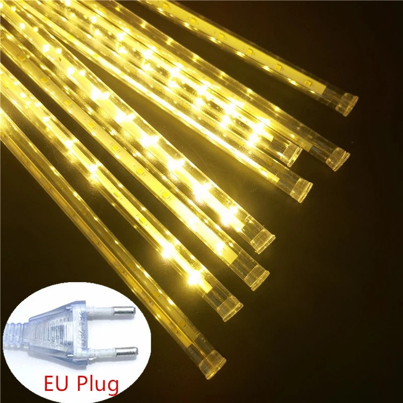Outdoor  Meteor Shower Christmas Lights 10 Tubes 192 Led Hanging String Lights for Garden Tree Holiday Party Decoation Lamp