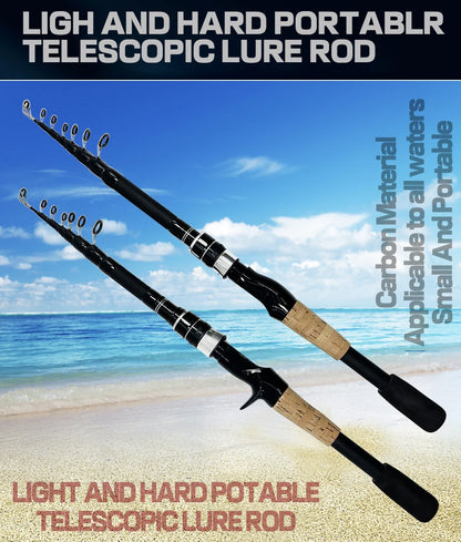 Telescopic Lure Rod 1.5M 1.8M 2.1M 2.4M Carbon Spinning Rod Baitcasting Fishing Pole 8g-25g Wooden Handle Casting Fishing Tackle