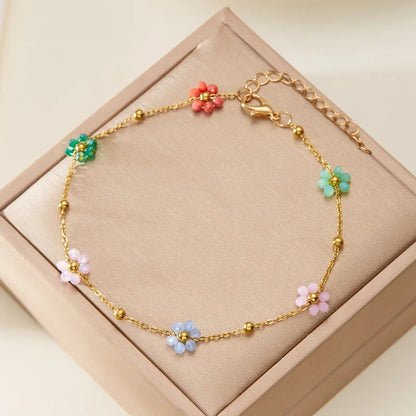 Charm Red Cherry Anklets for Women Vintage Boho Zircon Love Heart Flower Foot Leg Ankle Chain Girls Beach Party Jewelry Gifts