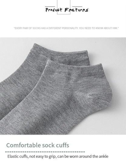 10 Pairs Women/Men Boat Socks Invisible Low Cut Silicone Non-slip Summer No-show Ankle Socks Solid Color Casual Breathable
