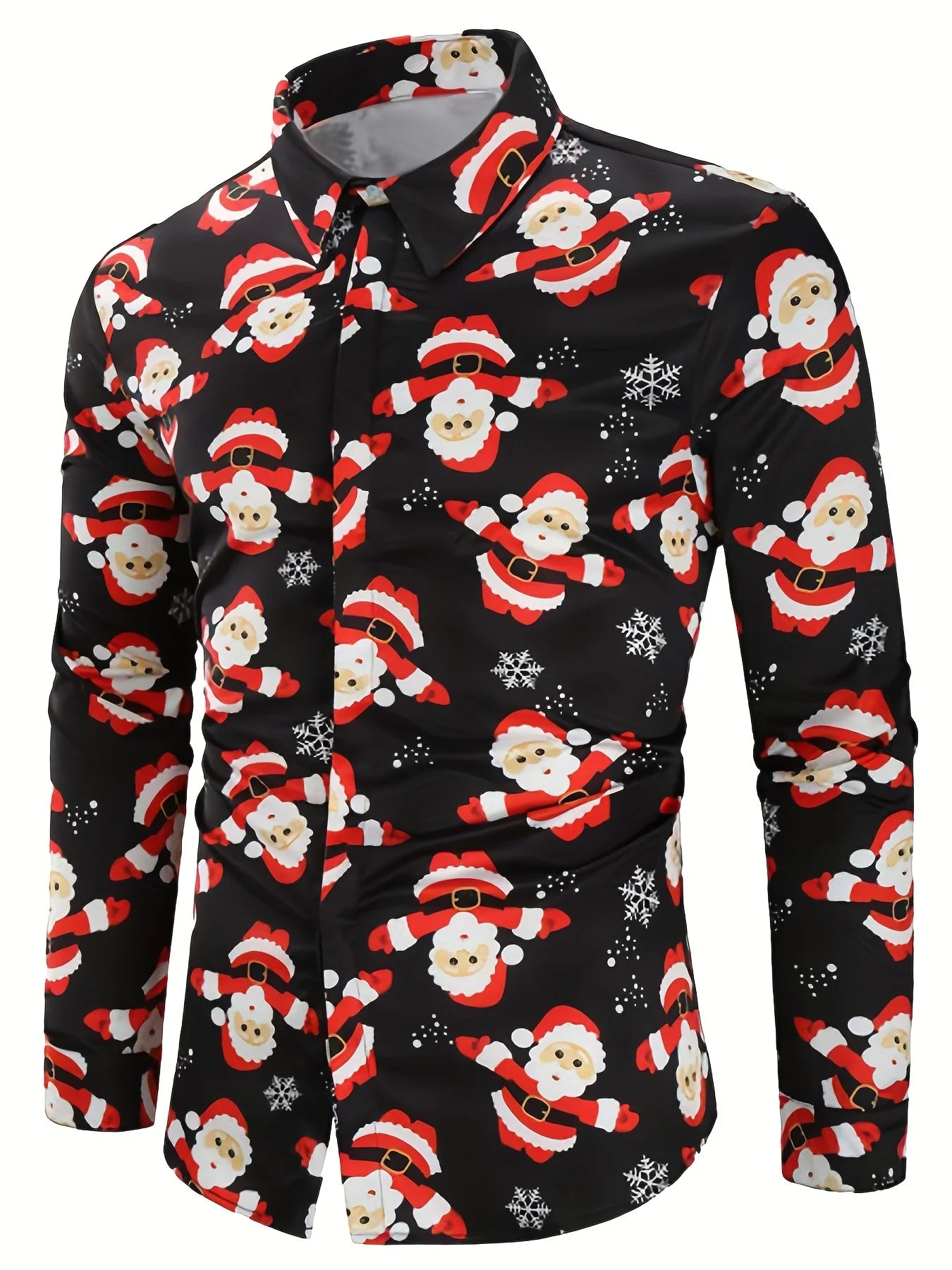 Christmas Festival Theme Men's 3D Printed Formal Shirts Christmas Tree Santa Claus Graphic Long Sleeve Shirt Fashion Men's Shirt