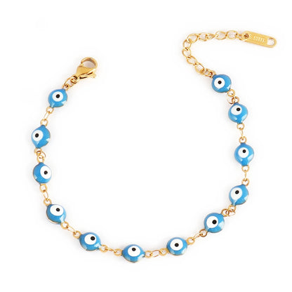 316L Stainless Steel Enamel Turkish Evil Eye Bracelets For Women Colorful Evil Eye Charm Bracelets Female Jewelry Gift