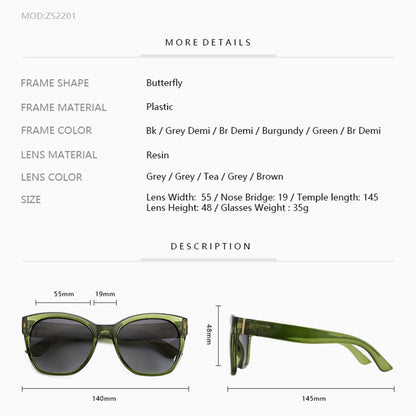ZENOTTIC Original Thick Butterfly Frame Polarized Sunglasses for Women Chunky Uv400 Protection Shade Sun Glasses