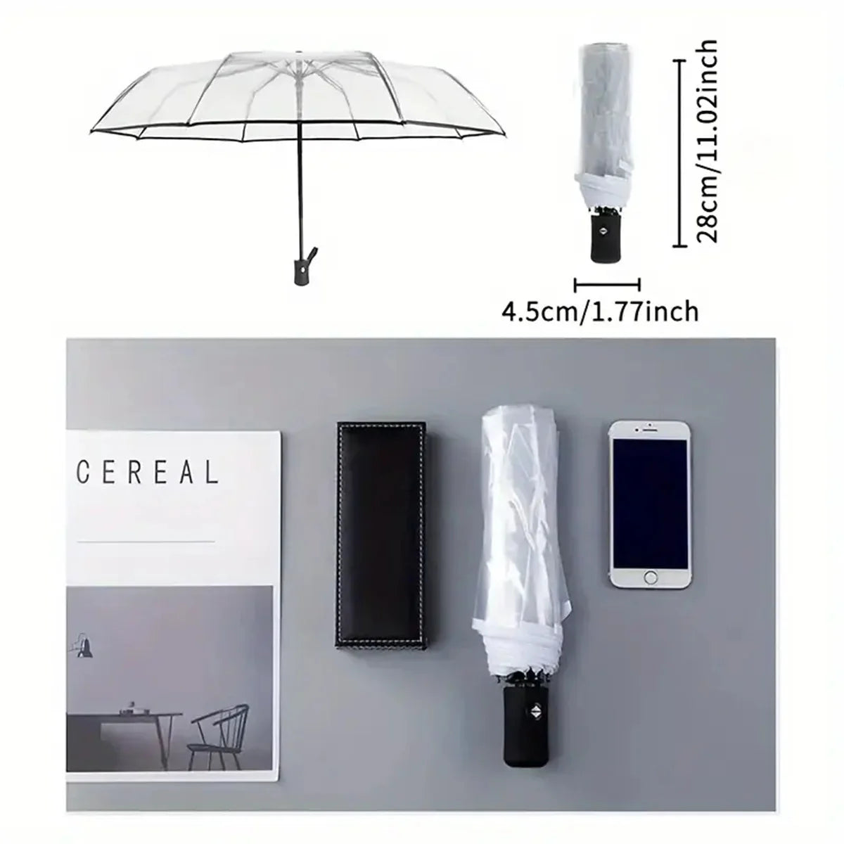 1Pc-Korean Transparent Umbrella Folding Automatic Open and Close Umbrella Mori Three-Fold Student Sunny Umbrella