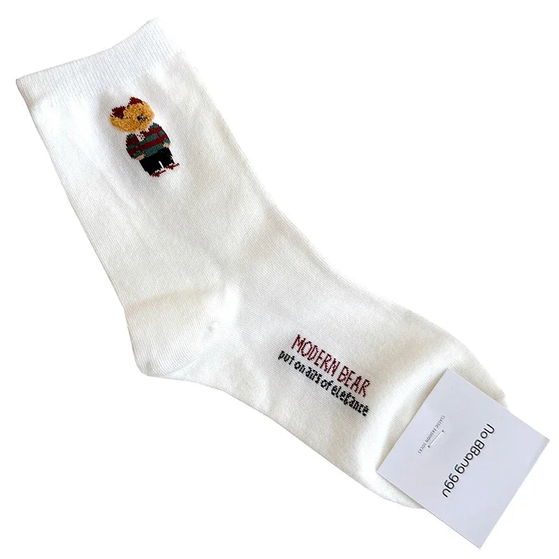Good Quality Cartoon Elegant Lady Bear Women's  Cute Socks Cotton Harajuku Style Woman Novelty Breathable Sox Christmas Gifts