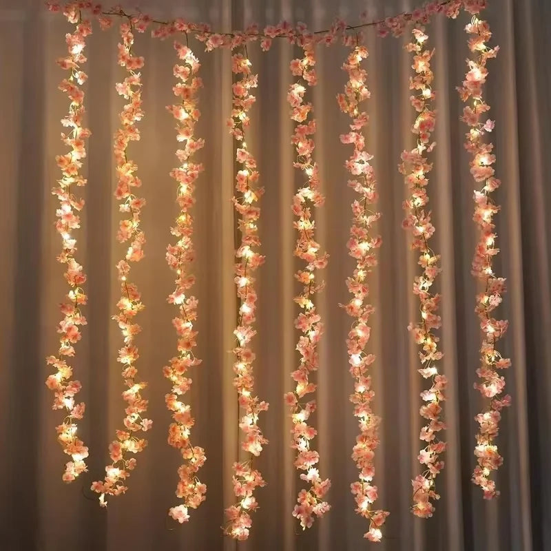180CM Artificial Sakura Flowers Vine for Wedding Decoration Garden Arch Home Room Decor Party Bridal Fake Silk Outdoor Ornament