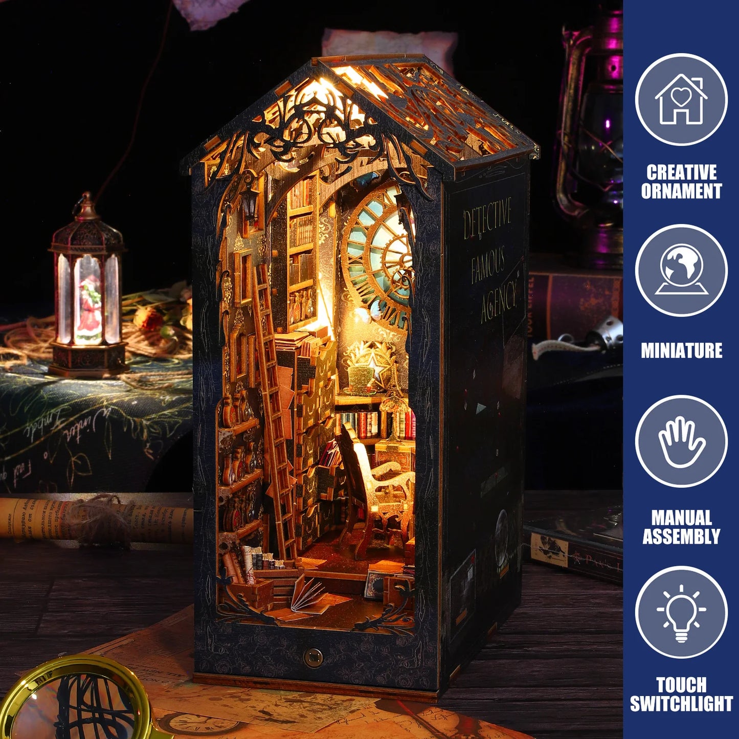New DIY Book Nook Kit 3D Wooden Bookshelf Miniature Building Kits Home Decor Creative Model for Adults Halloween Christmas Gifts