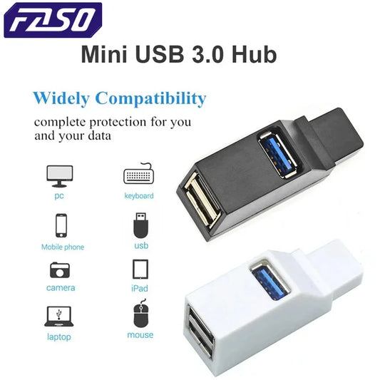 FASO Usb HUB port hub USB 3.0 HUB Adapter Extender Mini Splitter Box 1 to 3 Ports High Speed USB 2.0 For PC Laptop Disk Card  PC