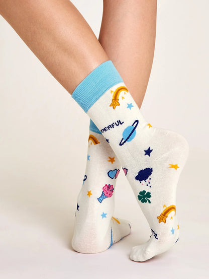 1 Pair Women's Cartoon Casual Cotton Harajuku  Skateboard Socks
