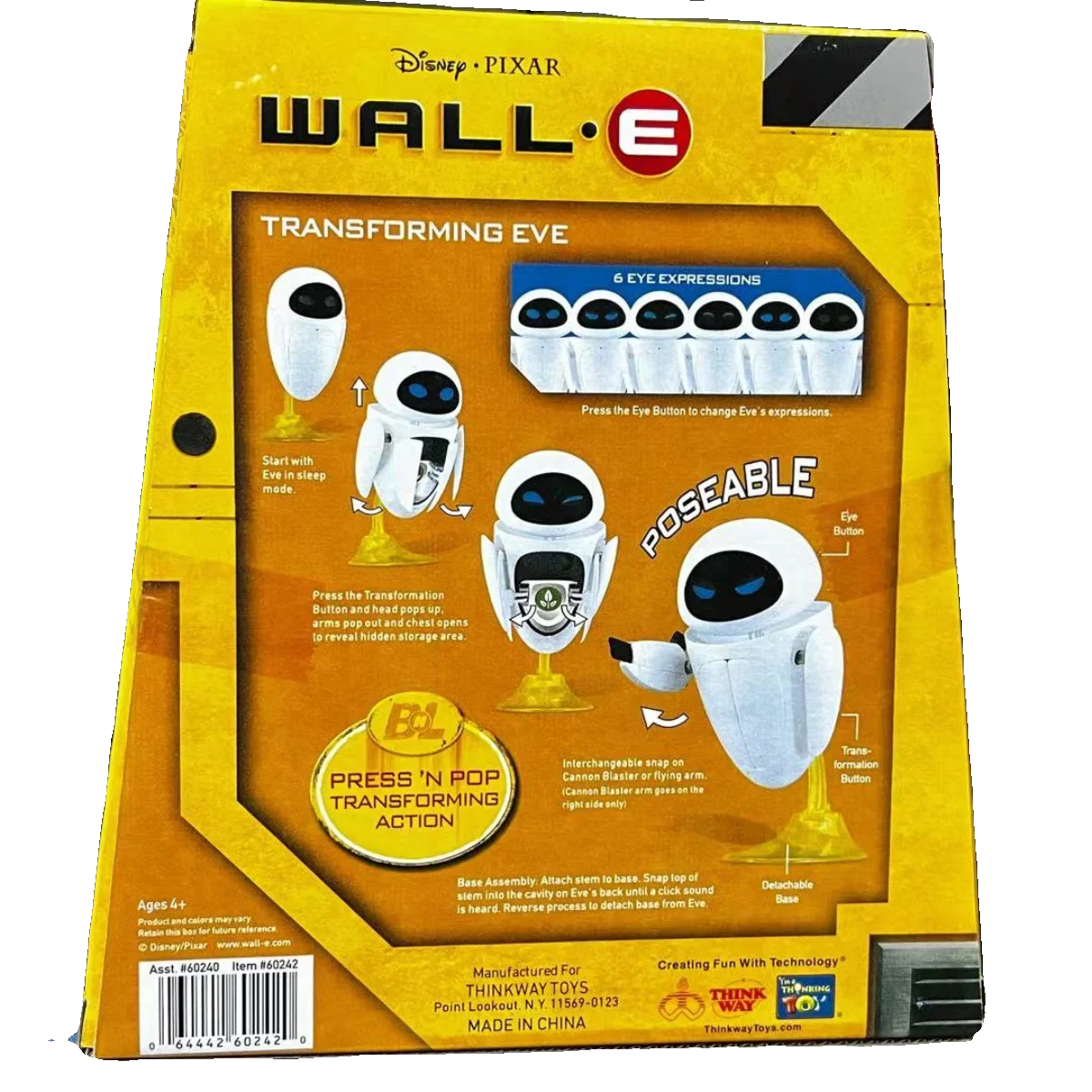 Disney Original Thinkway Toys WALL E Transforming EVE Robot Action Figure Model Toy Kid Christmas Gift for Children Collection