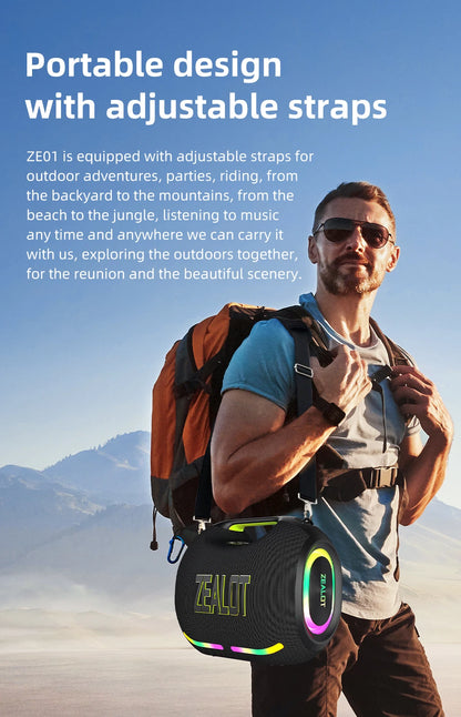 ZEALOT-ZE01 120W Big Power Wireless TWS Subwoofer Bluetooth Speaker High Volume Waterproof Portable Mobile Power HIFI Sound Qual