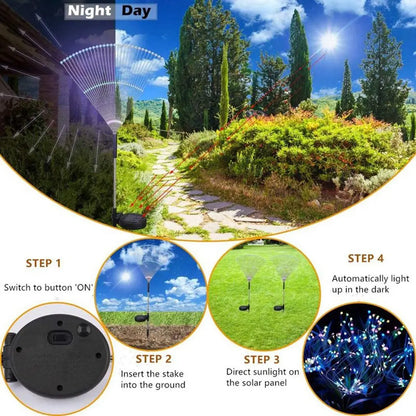 1pc Solar Fireworks Lamp Outdoor Grass Globe Dandelion Flash String Fairy lights 90LEDs -420LEDs For Garden Lawn Holiday Light