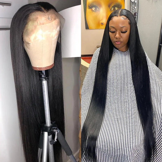 30 40 Inch Straight HD Lace Front Wig Brazilian Cheap Frontal pre plucked Straight Wigs For Women Choice Human Hair 250 Density